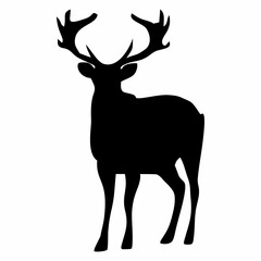 black silhouette of antlered reindeer