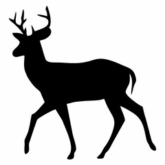 black silhouette of antlered reindeer