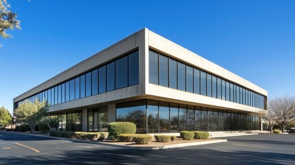 Obraz premium Classic 1960s Office Building with Large Windows