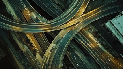 Obraz premium Aerial View of a Complex Highway Interchange