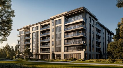 Obraz premium Modern Residential Apartment Building Exterior