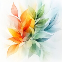Fototapeta premium Overlapping Leaves in Watercolor, vibrant hues merge softly, evoking unity and nature's interconnectedness, serene and harmonious composition