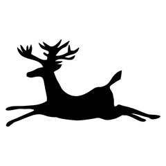 black silhouette of antlered reindeer