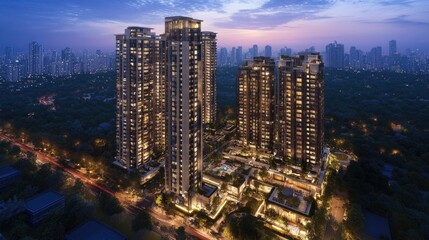 Obraz premium Contemporary Residential Complex at Dusk
