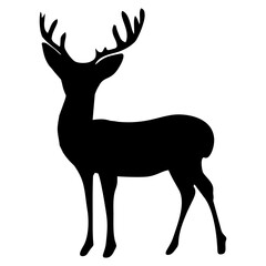 black silhouette of antlered reindeer