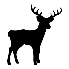 black silhouette of antlered reindeer