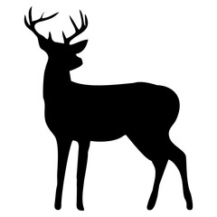 black silhouette of antlered reindeer