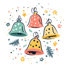 The joy of the holiday season with adorable characters. Festive decoration and cozy winter elements on a crisp white background.