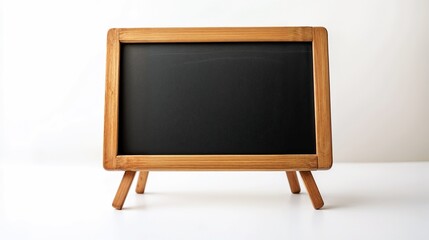 Vintage wooden chalkboard with stand on white background