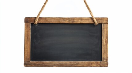Vintage hanging chalkboard with rope isolated