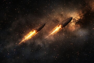 Fototapeta premium Meteors streaking across the night sky.