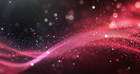 Abstract swirling lights with pink and red hues against a dark background