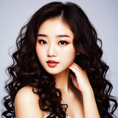 Fototapeta premium female asian model, female glamour model, female hair style poses, female model poses