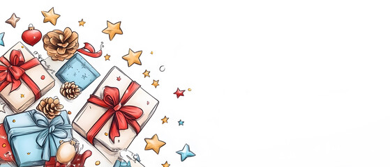 Christmas and new year with Elegant Ornaments Style  Perfect for Tags, Posters, and Banners with Space for Text