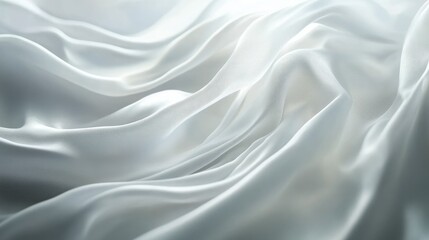 Obraz premium Abstract white wave design, gently undulating across the screen, conveying a sense of purity, smooth motion, and contemporary simplicity