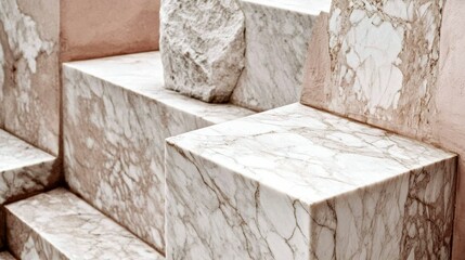 Geometric figures display on pink background,3d rendering ,3d illustration