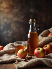 Naklejka premium Homemade apple cider on the table