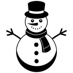 Christmas Cheerful Snowman with white background