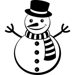 Christmas Cheerful Snowman with white background