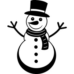 Christmas Cheerful Snowman with white background