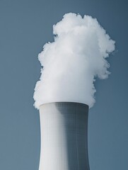 Nuclear power as part of a growing portfolio, detailed cooling tower shots against a backdrop of renewable possibilities