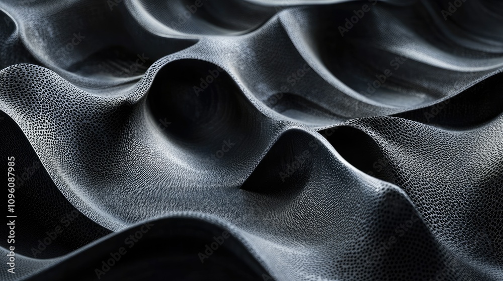 Poster high-resolution close-up of innovative textures in industrial design, with complex patterns and surf