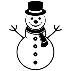 Christmas Cheerful Snowman with white background