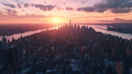 Sunset skyline highlighting the beauty of New York City’s architecture image