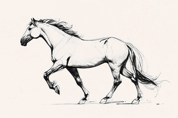 Graceful Horse Sketch with Fine Detail and Elegant Proportions