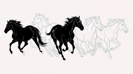 Graceful Horse Sketch with Smooth Shading and Emphasis on Dynamic Posture