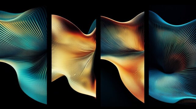 Isolated holographic shapes with a shimmering, multi-colored effect, creating a futuristic and dynamic design.