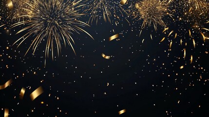 Golden Fireworks and Confetti Celebration