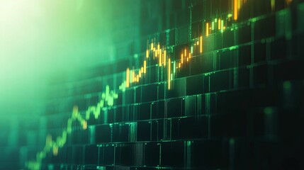 Abstract Stock Market Data Visualization Green And Orange
