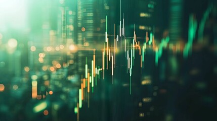 Abstract Stock Market Data Display at Night