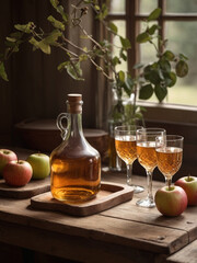 Homemade apple cider on the table