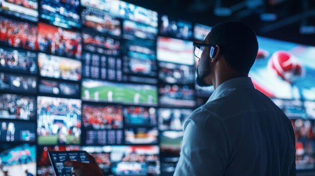 Live sports analysis broadcast studio digital media high-tech environment professional viewpoint engaging content experience