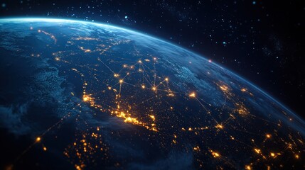 Obraz premium Earth at Night with Interconnected Cities