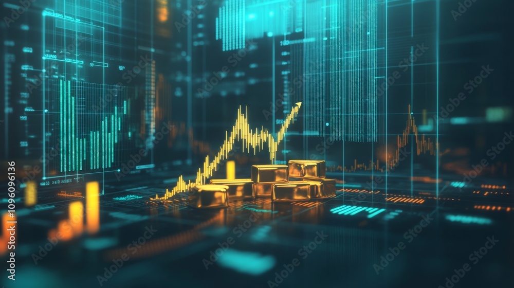 Poster financial data analysis digital environment graphical content high-tech setting macro view investmen