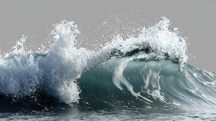 Obraz premium Dynamic Ocean Wave Curling with Frothy Splash, Isolated on Transparent Background