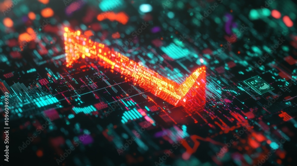 Poster data visualization impacting business growth analyzing trends with digital graphics in a tech-driven