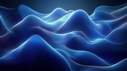 Obraz premium Soft blue waves of color swirl gracefully against a dark background highlighting texture and light