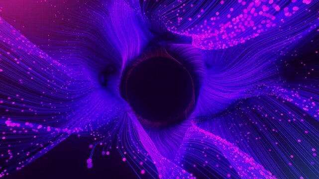 Cząsteczki lecące w stronę kamery w pętli, piękne zapętlone tło z duża ilością cząsteczek, efekt wybuchu kolorowych cząsteczek w przestrzeni