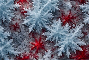 Frosted ice grunge with a christmas theme blending icy blue and festive red, AI Generated