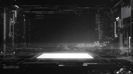 cybernetic, y2k, wireframe, simple, web development, internet, symbols, designs. white line. black ground. ultra cyberpunk. picture for cover magazine.