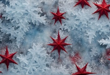 Frosted ice grunge with a christmas theme blending icy blue and festive red, AI Generated