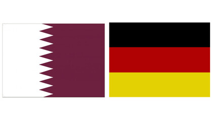 Qatar national flag with Germany Official flag, both countries flags are in Horizontal shape and isolated on white background. 
Rectangular colorful design Flag with together. 