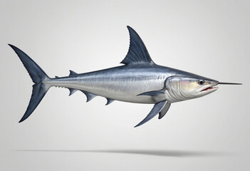 Naklejka premium standard Swordfish right side view. Full figure visible, flat white background, no shadows, head and legs visible, ultra detailed, photorealistic 400mm lens, low angle 