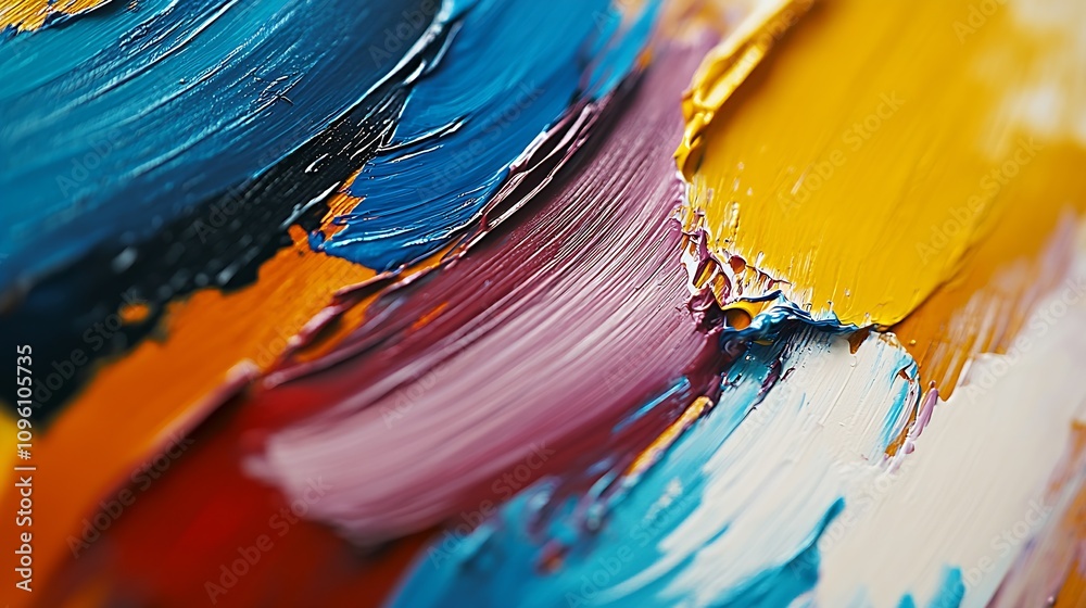Poster Vivid Brushstrokes Creating Dynamic Patterns on Canvas Art : Generative AI