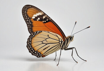  standard Butterfly right side view. Full figure visible, flat white background, no shadows, head and legs visible, ultra detailed, photorealistic 400mm lens, low angle 