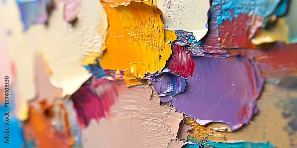 Poster Close up of Abstract Oil Paint Texture with Bold Palette Knife Techniques : Generative AI